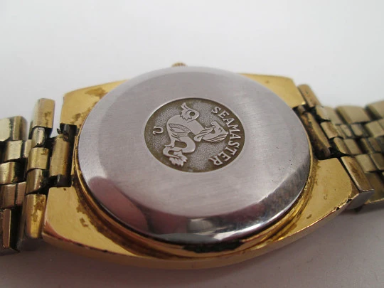 Omega Seamaster. Steel and gold plated. Bracelet. Quartz. Calendar. Swiss. 1970's