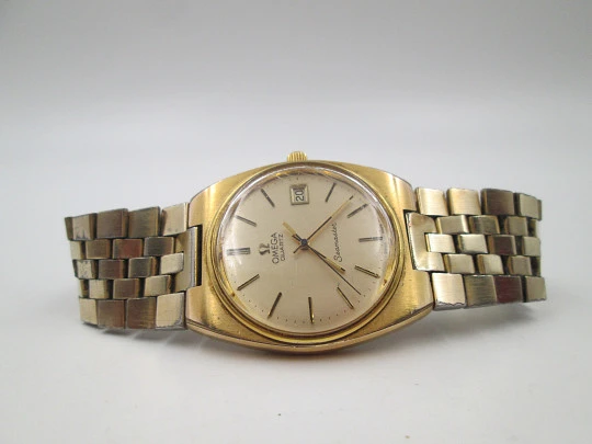 Omega Seamaster. Steel and gold plated. Bracelet. Quartz. Calendar. Swiss. 1970's