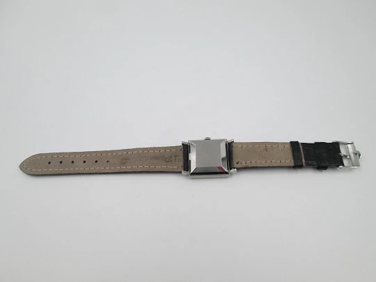 Omega unisex automatic wristwatch. Stainless steel. Square case. Grey dial. Swiss. 1960's Omega unisex automatic wristwatch. Stainless steel. Square case. Grey dial. Swiss. 1960's