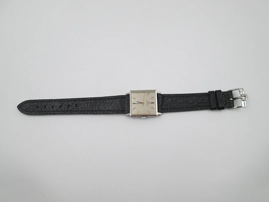 Omega unisex automatic wristwatch. Stainless steel. Square case. Grey dial. Swiss. 1960's Omega unisex automatic wristwatch. Stainless steel. Square case. Grey dial. Swiss. 1960's