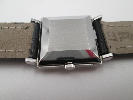 Omega unisex automatic wristwatch. Stainless steel. Square case. Grey dial. Swiss. 1960's Omega unisex automatic wristwatch. Stainless steel. Square case. Grey dial. Swiss. 1960's