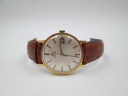 Omega. 20 micron gold plated & stainless steel. 1960's. Calendar. Automatic