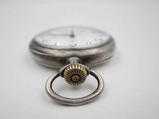 Omega. 900 sterling silver. Stem-wind. Open face. Seconds hand. Porcelain dial. 1920's