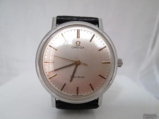 Omega. Acero. Genève. 1960. Cuerda manual. Dial gris. Suiza