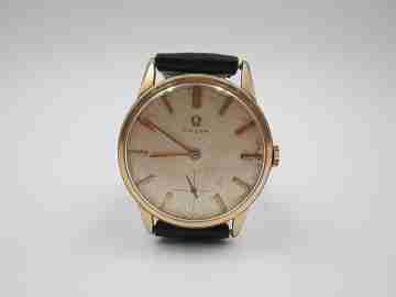 Omega. Chapado oro / acero. Cuerda manual. Segundero. Correa. 1960