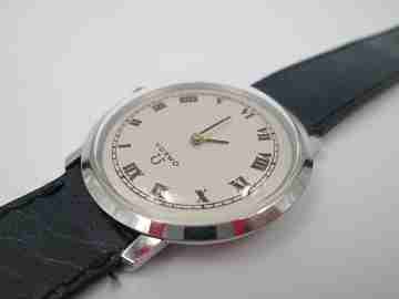 Omega. Cuerda manual. Acero inoxidable. Correa. Años 70. 17 gemas