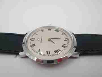 Omega. Cuerda manual. Acero inoxidable. Correa. Años 70. 17 gemas