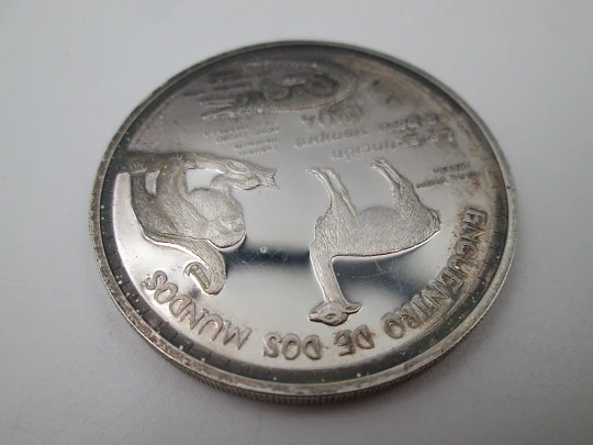 One new sol coin. Central Bank of Peru. 925 sterling silver. Animals in extinction. 1994