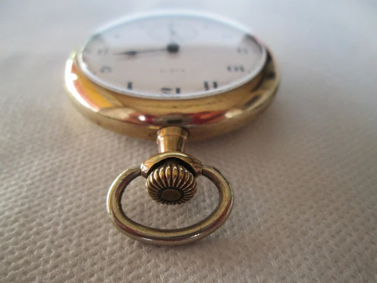 Open-face Elgin pocket watch. Gold plated case. Stem-wind. 1930's. USA