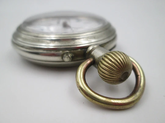 Open face pocket watch. Silver plated. Porcelain dial. Small second hand. 1900's Open face pocket watch. Silver plated. Porcelain dial. Small second hand. 1900's