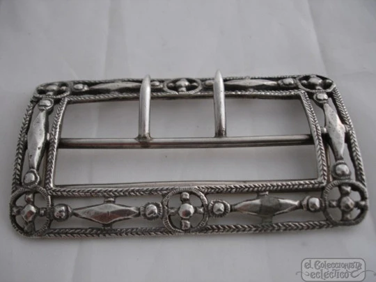 Openwork buckle. Belt / shoes. Silver. End of the 19th century