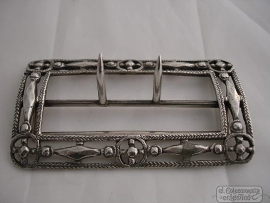 Openwork buckle. Belt / shoes. Silver. End of the 19th century