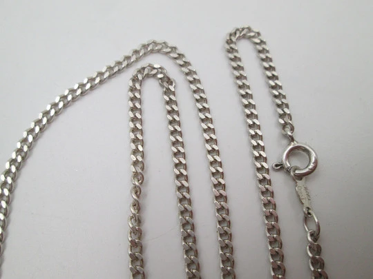 Openwork crucifix and Virgin Mary medal with sterling silver curb chain. Spain. 1980's Openwork crucifix and Virgin Mary medal with sterling silver curb chain. Spain. 1980's