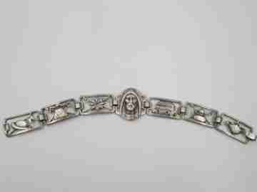 Openwork handmade bracelet. Sterling silver. Santiago Apostle motifs. 1948