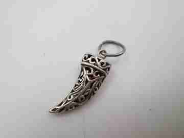 Openwork horn women's pendant. 925 sterling silver. Ring on top. Europe. 1980's