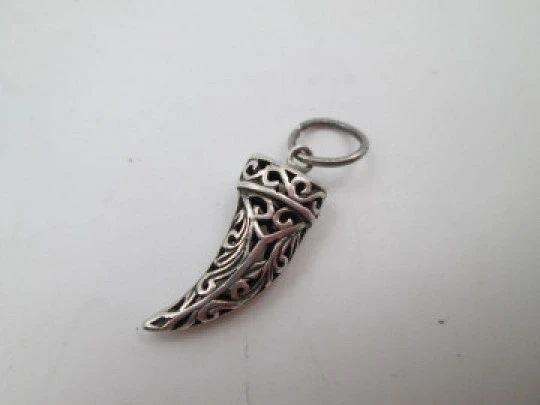 Openwork horn women's pendant. 925 sterling silver. Ring on top. Europe. 1980's