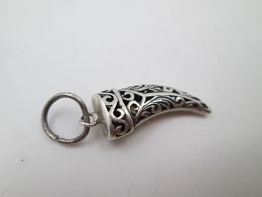 Openwork horn women's pendant. 925 sterling silver. Ring on top. Europe. 1980's