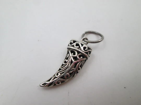 Openwork horn women's pendant. 925 sterling silver. Ring on top. Europe. 1980's