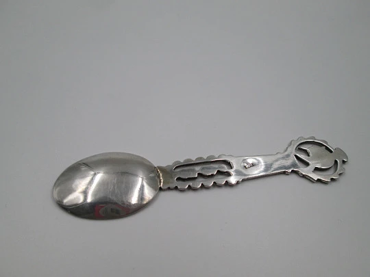 Openwork ornate spoon. Sterling silver. Pharaoh and Eye of Horus. 1980's. Egypt