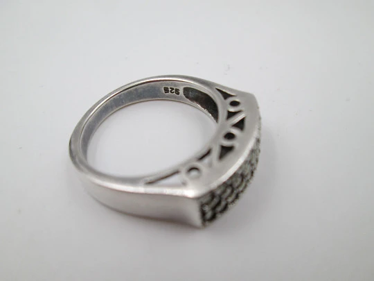 Openwork women's ring. 925 sterling silver. Marcasites front. Europe. 1980's Openwork women's ring. 925 sterling silver. Marcasites front. Europe. 1980's