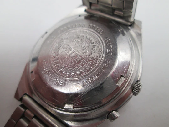 Orient Crystal 3 Stars. Acero. Dial texturizado verde. Calendario. Automático. Brazalete Orient Crystal 3 Stars. Acero. Dial texturizado verde. Calendario. Automático. Brazalete