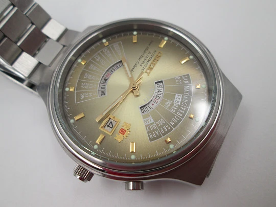Orient Multi-Year Calendar. Acero inoxidable. Automático. Brazalete. Japón. 1980
