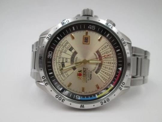 Orient Multi-Year Calendar. Automatic. Stainless steel. Bracelet. 1980's. Japan