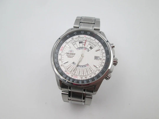 Orient Multi-Year Calendar. Automatic. Stainless steel. Bracelet. 1980's. Japan