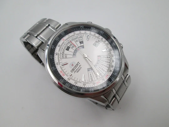 Orient Multi-Year Calendar. Automatic. Stainless steel. Bracelet. 1980's. Japan