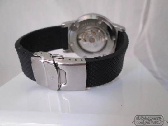 Oris BC3 Day & Date. Automatic. Steel. Rubber strap. Black dial