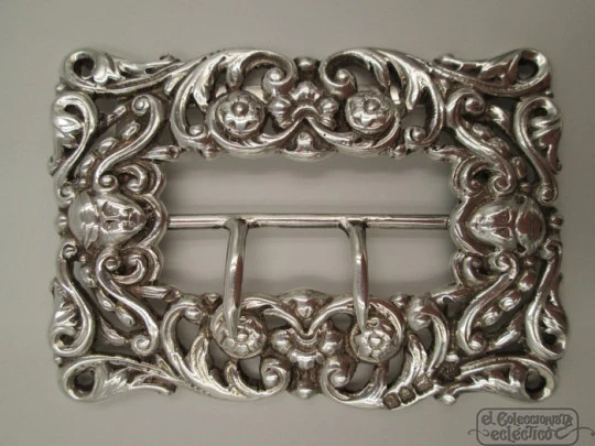 Ornate buckle. Belt / shoes. Silver. 19th century. UK