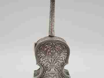 Ornate desk box. Miniature cello. 925 sterling silver & vermeil. 1980's