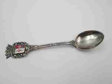 Ornate spoon. Sterling silver and colours enamel. Aranjuez shield. 1990's. Spain
