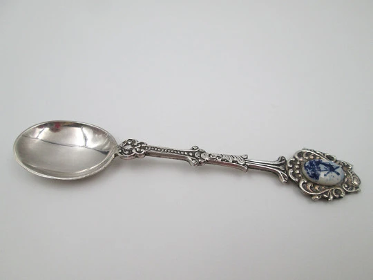 Ornate spoon. Sterling silver and colours enamel. Holland shield. 1990's