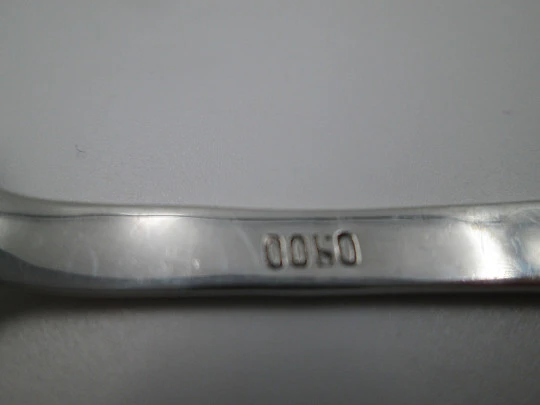 Ornate spoon. Sterling silver. Cartagena shield and coffee bean. Colombia. 1980's
