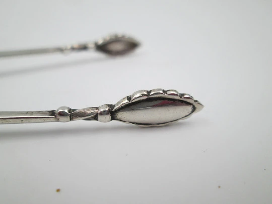 Ornate sugar tongs. 925 sterling silver. Shells and floral motifs. Spain. 1970's