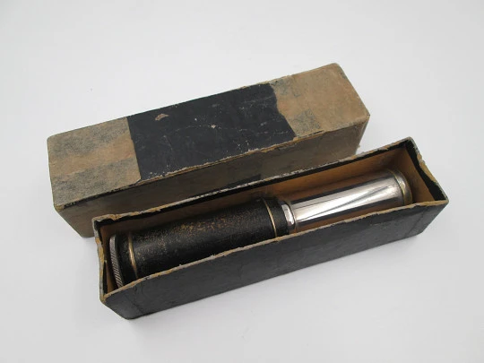 Otis King pocket calculator. Silver plated metal and black lacquer. United Kingdom. 1940's Otis King pocket calculator. Silver plated metal and black lacquer. United Kingdom. 1940's