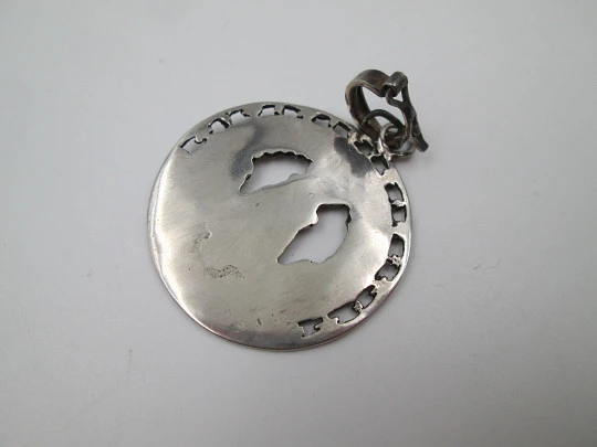 Our Lady of Covadonga openwork religious medal. Sterling silver. Spain. 1950's