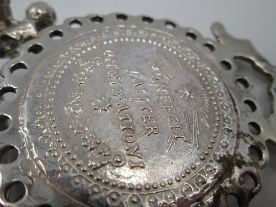 Our Lady of Guadalupe holy water font. 925 sterling silver. Mexico. 1970's