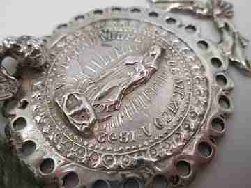 Our Lady of Guadalupe holy water font. 925 sterling silver. Mexico. 1970's