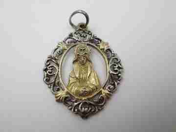 Our Lady of Sorrows openwork medal. 925 sterling silver & vermeil. 1980's. Spain