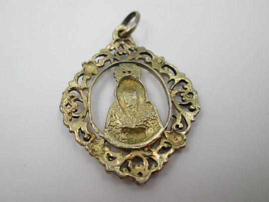 Our Lady of Sorrows openwork medal. 925 sterling silver & vermeil. 1980's. Spain