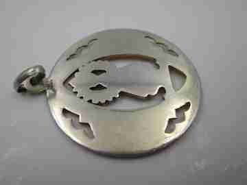 Our Lady of the Pillar openwork medal. Vermeil sterling silver. 1930's