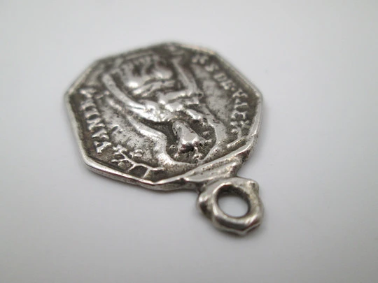 Our Lady of Valvanera medal. Sterling silver. Ring on top. Octagonal shape. Spain. 1900's