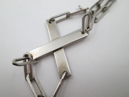 Paco Blanco unisex necklace. 925 sterling silver & black enamel. Chain and horns. Italy