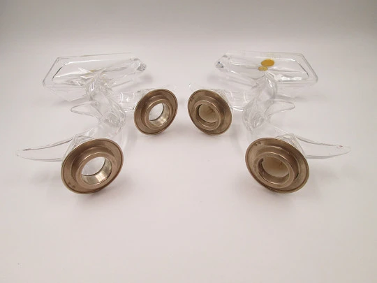 Pair sterling silver and Bleikristall figurative candlesticks. Western Germany. 1960's Pair sterling silver and Bleikristall figurative candlesticks. Western Germany. 1960's