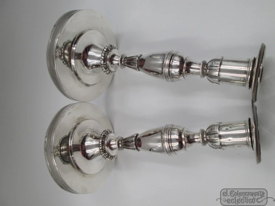 Pair sterling silver candlesticks. Spain. Circa 1834. Blas de Cubas silversmith