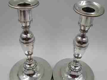 Pair sterling silver candlesticks. Spain. Circa 1834. Blas de Cubas silversmith