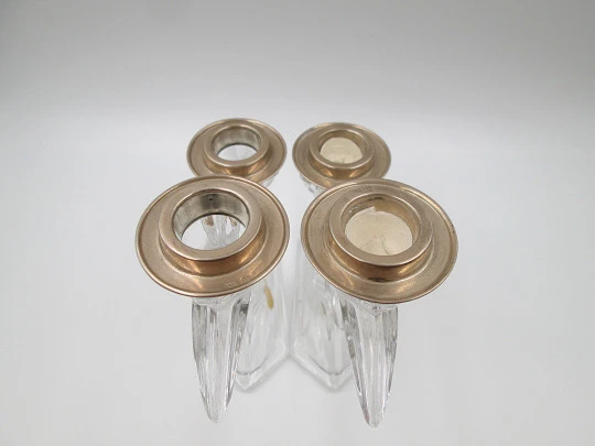 Pareja de candeleros figurativos en plata de ley y cristal de plomo. Alemania. 1960 Pareja de candeleros figurativos en plata de ley y cristal de plomo. Alemania. 1960