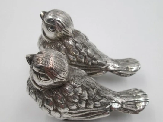 Pareja de saleros. Plata de ley 925. Años 50. España. Figuras de patos